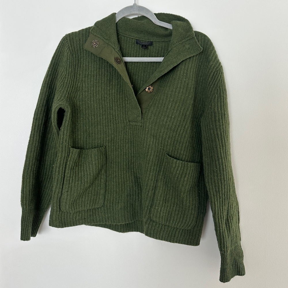 J. Crew Green Lambswool Pullover Sweater